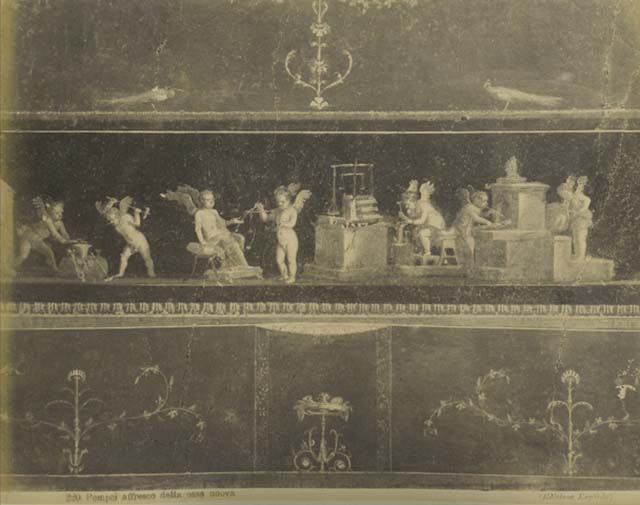 VI.15.1 Pompeii. 1972. Detail from east wall of the cupid goldsmiths